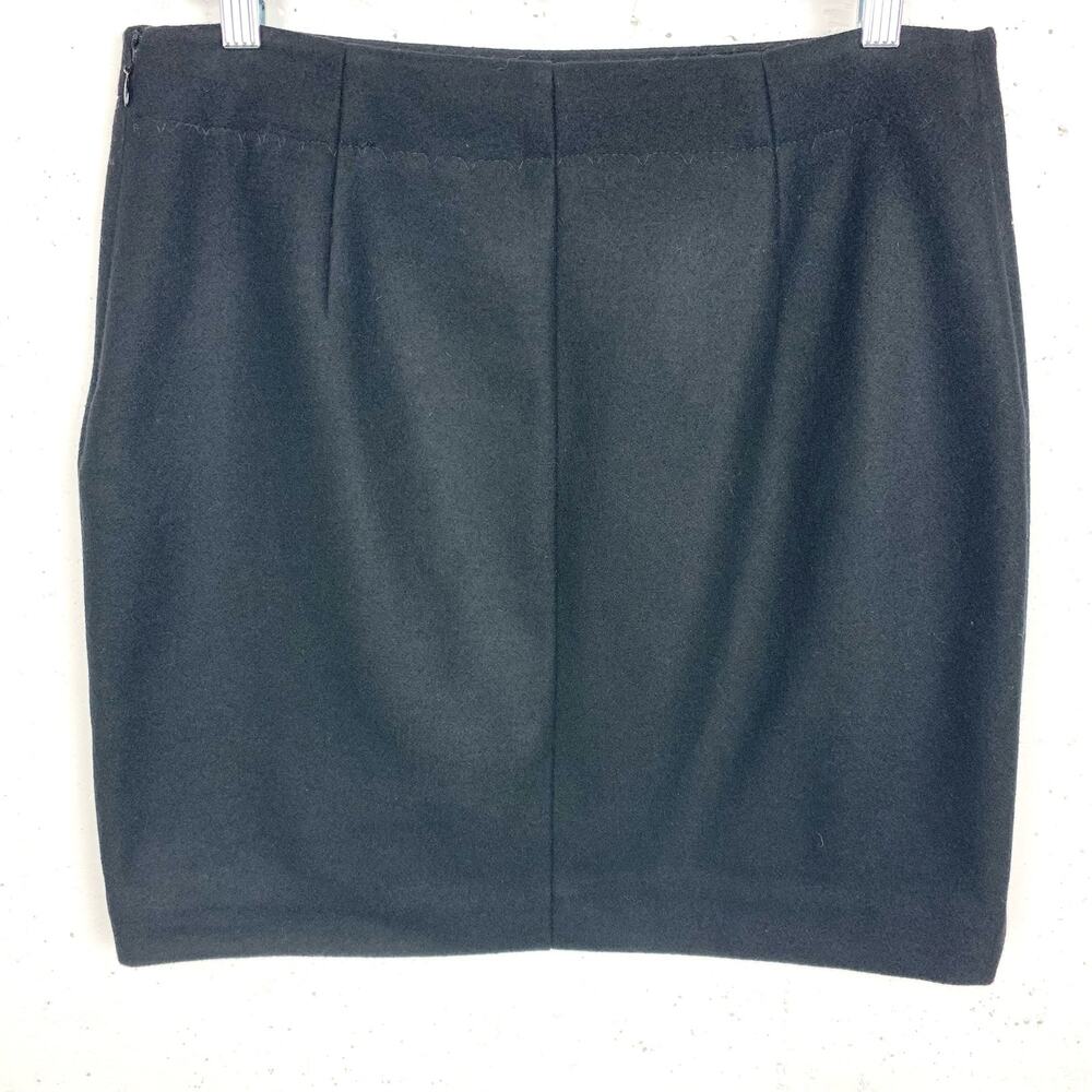 & Other Stories Womens Wool Pencil Mini Short Skirt Black Side Zip Size 10 - Picture 3 of 5